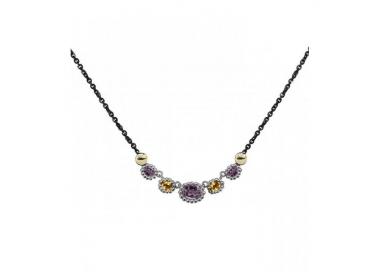 Colgante de plata con Amatista y Cuarzo cerveza colección Allegria de Bohemme_detalle