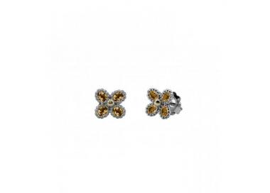 Pendientes de plata flor con Cuarzo Cerveza colección Allegria de Bohemme_perfil