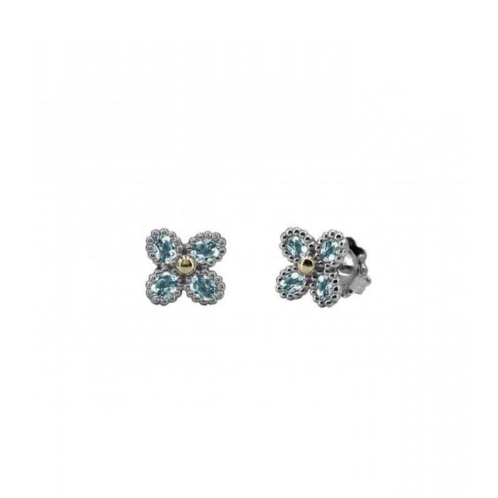 Silver flor shaped earrings with a sky color topaz_Allegria collection from Bohemme_profile