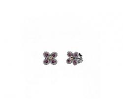 Silver flor shaped earrings with amethyst_Allegria collection from Bohemme_profile