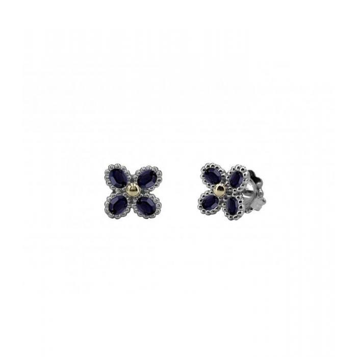Silver flor shaped earrings with kyanite_Allegria collection from Bohemme
