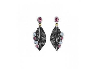 Pendientes de plata Hoja con Amatista y Topacio Sky colección Allegria de Bohemme_perfil