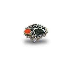 Silver ring with coral Tesoro Marino by Bohemme