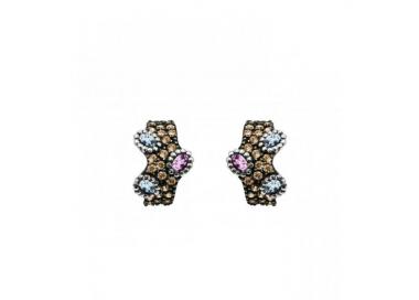 Pendientes de plata diseño orgánico Amatista y Topacio Sky colección Allegria de Bohemme