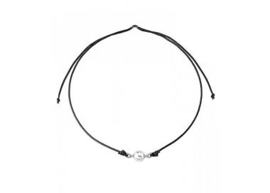 Collar con perla_Majorica Ibiza_cuero negro
