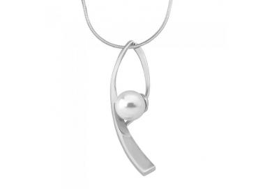 Colgante con perla blanca y cadena de plata_Majorica Clave al Sol_detalle