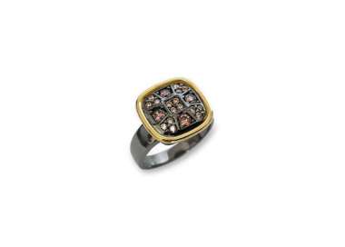Silver ring by Bohemme Choco Cool. Rectangular