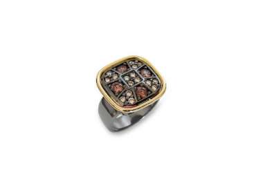 Silver ring by spanish brand Bohemme Choco Cool. Rectangular 2