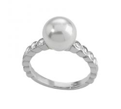 Silver pearl Ring made by Majorica brand_Giselle model