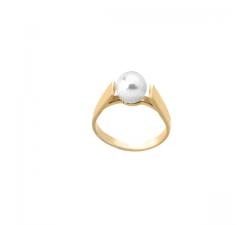 Anillo de plata dorada con perla Majorica Solfeo