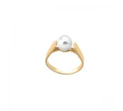 Gold silver ring with Majorica pearl  Solfeo