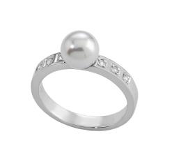 Silver ring with Majorica pearl and zircons_Elia
