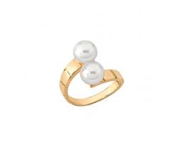 Golden plated silver ring with pearls_Twist