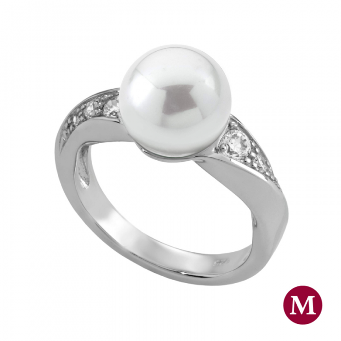 Anillo de plata con perla Majorica Ceres_perla blanca