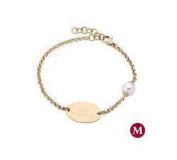 Bracelet with Majorica pearl and signature logo_gold