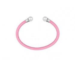 Pink leather bracelet with Majorica pearl