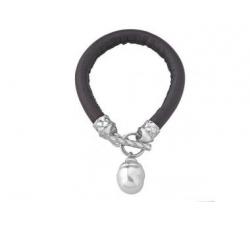 Majorica Pearl and Leather Bracelet Corsica