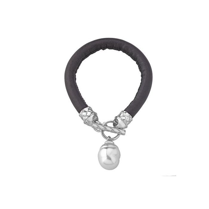 Majorica Pearl and Leather Bracelet Corsica