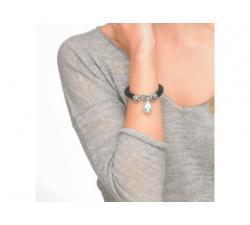Girl with the Majorica Pearl and Leather Bracelet Corsica