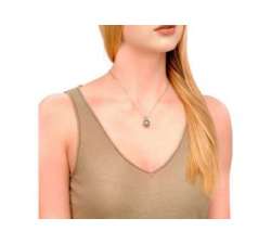 Girl with the Ceres Pendant with gray Majorica  pearl