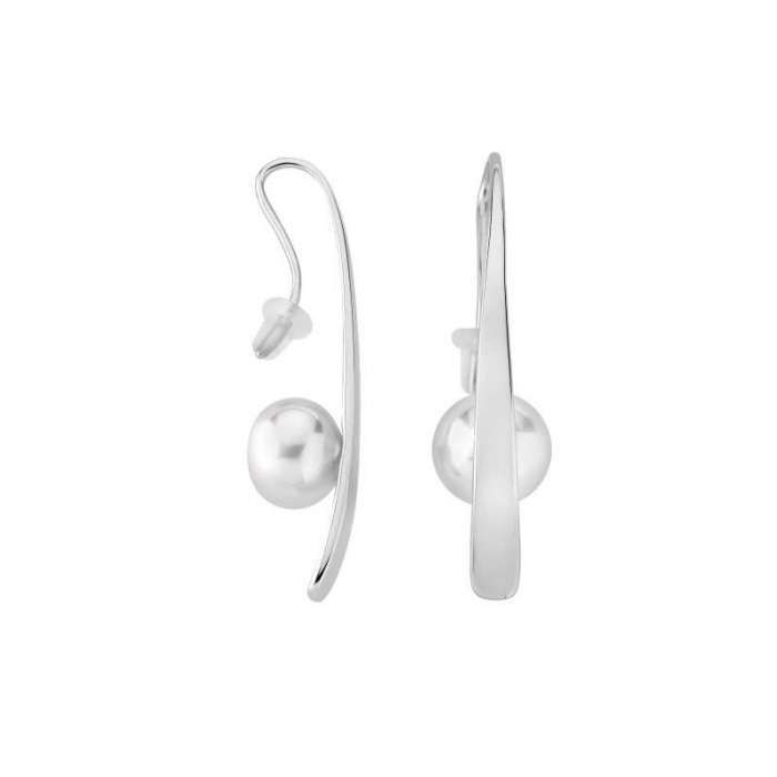 Majorica long silver earrings Lyra_white pearl