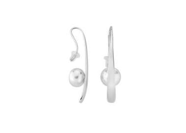 Majorica long silver earrings Lyra_white pearl