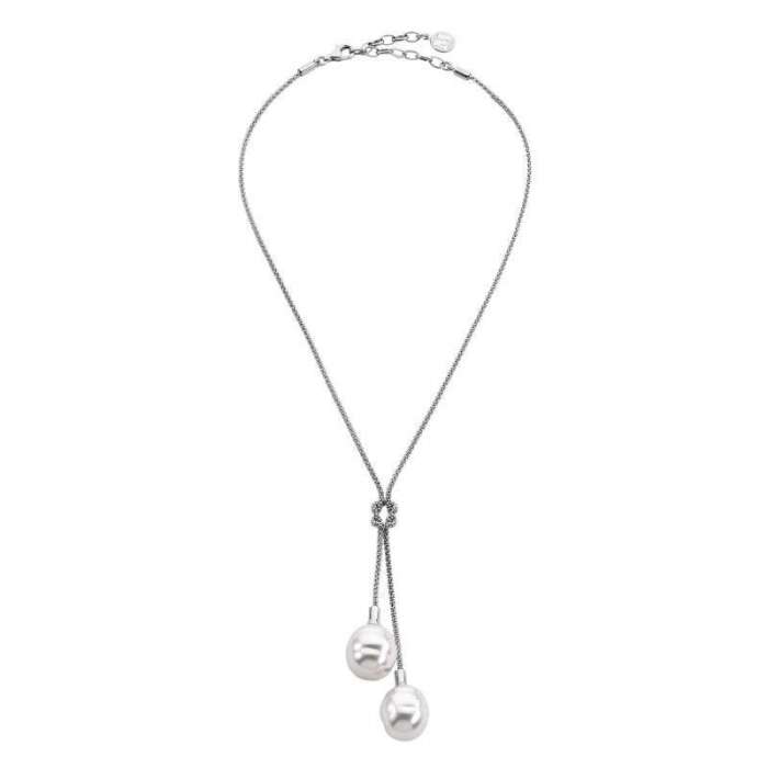 Silver necklace with Majorica pearls Tender