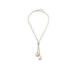 Silver necklace with pearls Tender. Golden