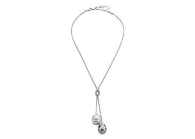Silver necklace with Majorica gray pearls Tender