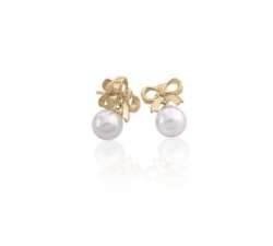 Gold silver earrings with Majorica pearl