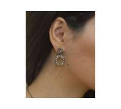 Girl with Silver earrings by Bohemme Choco Cool. Hoops