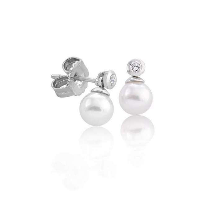 Mini pendientes de plata con perla Majorica
