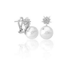 Silver Star earrings with Majorica pearl