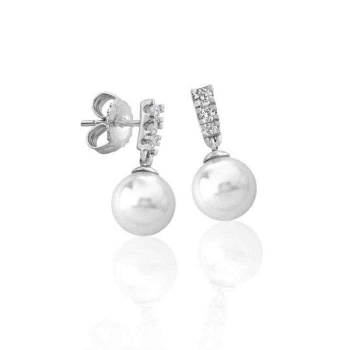 Silver Nihal earrings with Majorica pearl