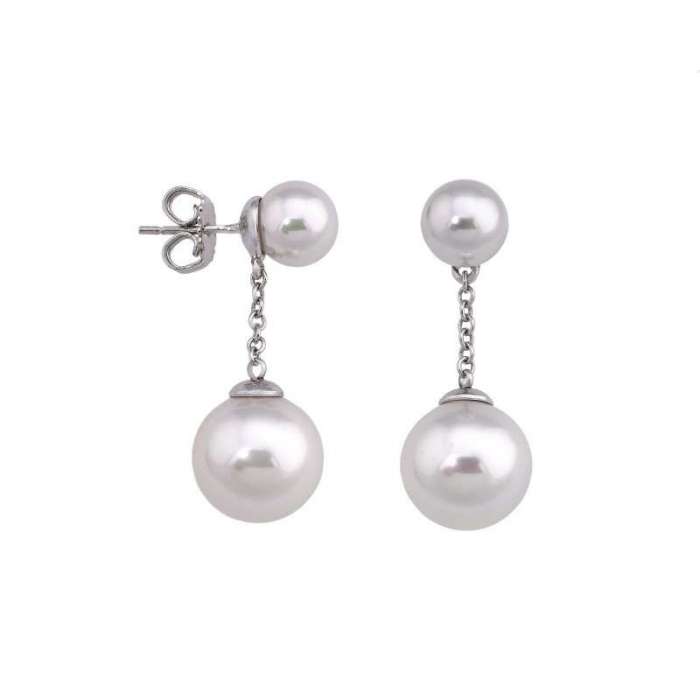 Silver Illusion earrings with Majorica pearl