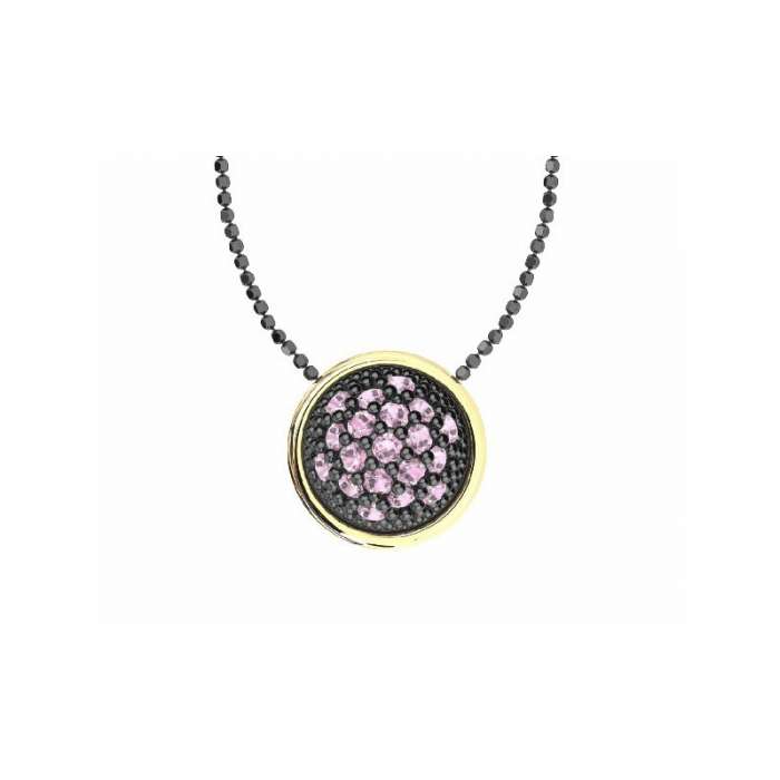 Silver pendant by Bohemme Play Color Round. Pink colour
