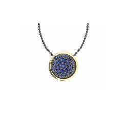 Silver pendant by Bohemme Play Color Round. Sapphire colour