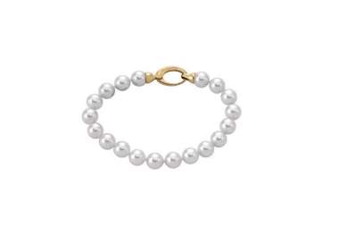 Pulsera de perlas Lyra. 8mm Dorado